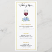 Blue Hydrangeas Wine Glass Wedding Flat Menu メニュー (正面)
