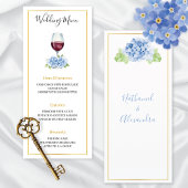 Blue Hydrangeas Wine Glass Wedding Flat Menu メニュー