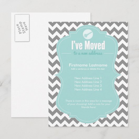 Blue I Move Change of Address Postcard 案内ポストカード (正面/裏面)