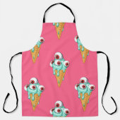 Blue ice cream with eyes. Pink background. Seamles エプロン (正面)