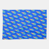 Blue Ice Creams Pattern on Blue キッチンタオル (横)