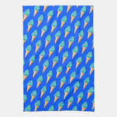 Blue Ice Creams Pattern on Blue キッチンタオル (縦)