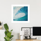 blue image of a wave crashing in the ocean poster ポスター (ホームオフィス)