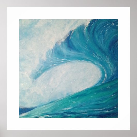 blue image of a wave crashing in the ocean poster ポスター (正面)