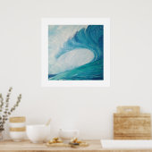 blue image of a wave crashing in the ocean poster ポスター (キッチン)