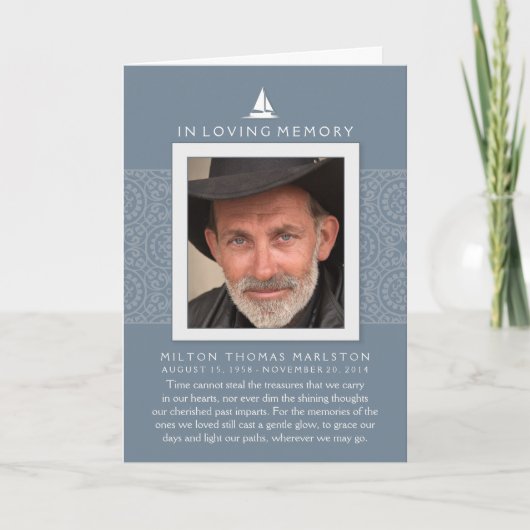 Blue In Loving Memory写真Sailboat Thank You サンキューカード (正面)