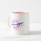 Blue Ink Katana & Cherry Blossom / Sakura Mug ツートーンマグカップ (正面左)