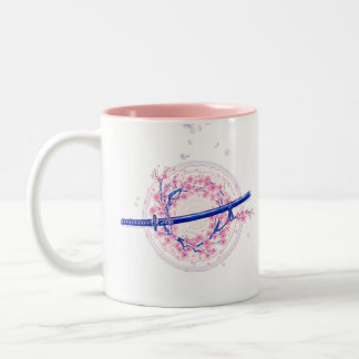 Blue Ink Katana & Cherry Blossom / Sakura Mug ツートーンマグカップ