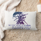 Blue Ink Samurai Art & Custom Quote Lumbar Pillow ランバークッション (ブランケット)