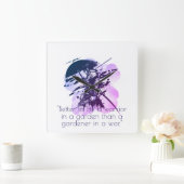 Blue Ink Samurai Warrior & Custom Quote Wall Clock スクエア壁時計 (ホーム)