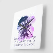 Blue Ink Samurai Warrior & Custom Quote Wall Clock スクエア壁時計 (傾斜)