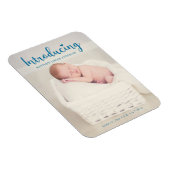 Blue Introducing男の赤ちゃんVertical モダン Script マグネット (右側)