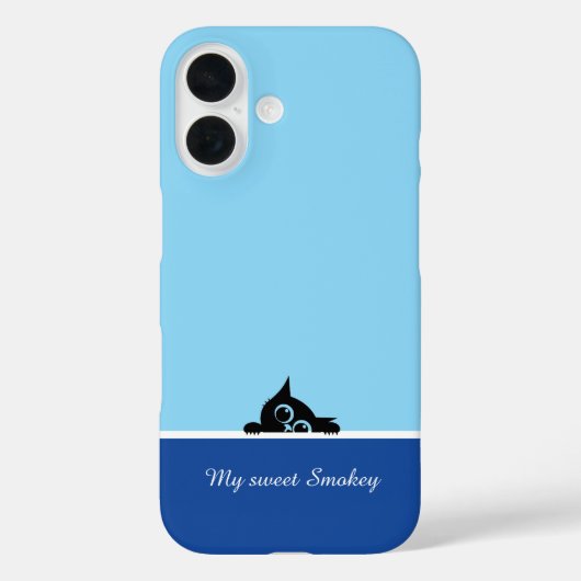 Blue iPhone Case with Cute Kitten Design Case-Mate iPhoneケース (裏面)