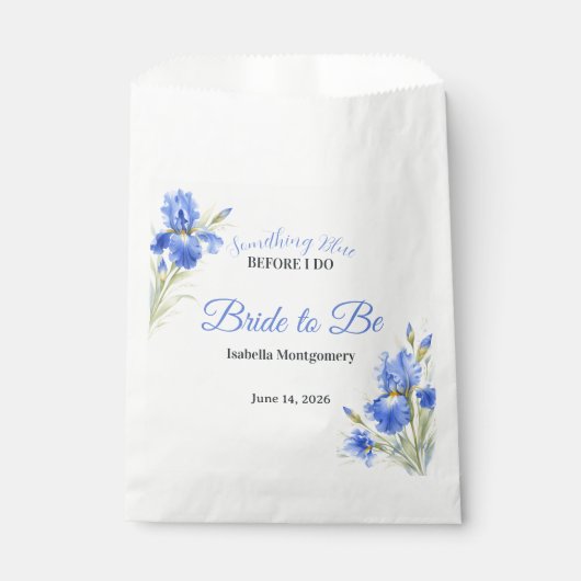 Blue Iris Bride to Be Something Blue Bridal Shower フェイバーバッグ (正面)