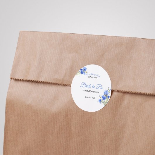 Blue Iris Bride to Be Something Blue Bridal Shower ラウンドシール