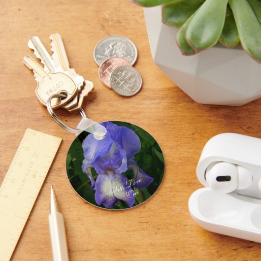 Blue Iris Flower Macro Art: Acrylic Keychain キーホルダー (デスク)