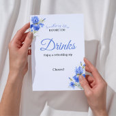 Blue Iris Something Blue Bridal Shower Drinks Sign 招待状