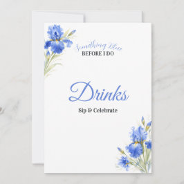 Blue Iris Something Blue Bridal Shower Drinks Sign 招待状