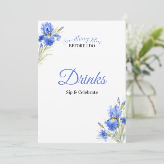 Blue Iris Something Blue Bridal Shower Drinks Sign 招待状 (スタンド正面)