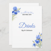 Blue Iris Something Blue Bridal Shower Drinks Sign 招待状 (正面/裏面)