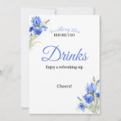 Blue Iris Something Blue Bridal Shower Drinks Sign 招待状 (正面)