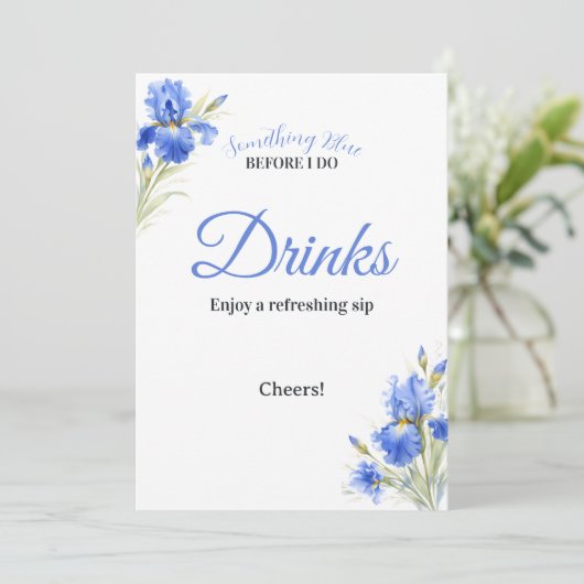 Blue Iris Something Blue Bridal Shower Drinks Sign 招待状 (スタンド正面)