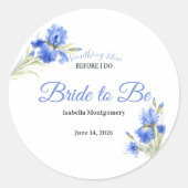 Blue Iris Something Blue Bridal Shower Envelope  ラウンドシール (正面)