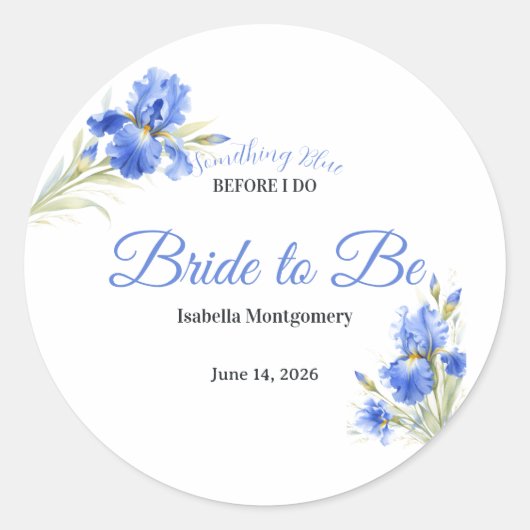 Blue Iris Something Blue Bridal Shower Envelope  ラウンドシール (正面)