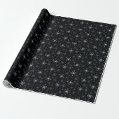 Blue-ish Gray Snowflakes on a Black Background ラッピングペーパー (アンロールド)