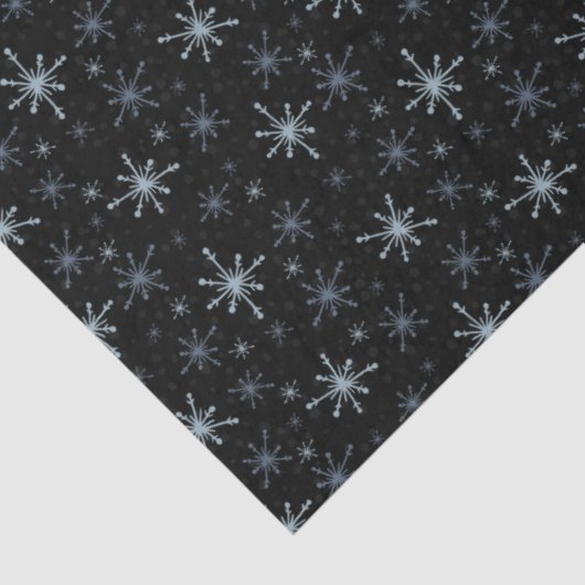 Blue-ish Gray Snowflakes on a Black Background 薄葉紙 (詳細)
