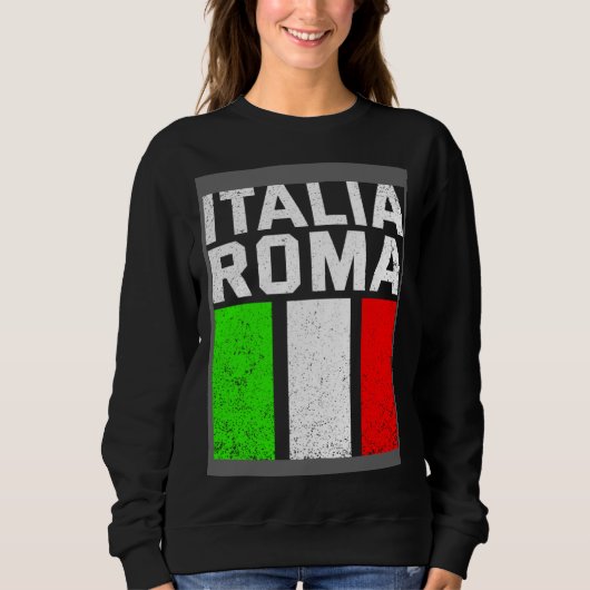Blue Italy Flag Italian Girl Italia Rome スウェットシャツ (正面)