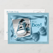 Blue It's a Boy新生児到着発表 案内ポストカード (正面/裏面)