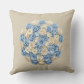 Blue & Ivory Floral クッション (裏面)