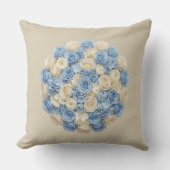 Blue & Ivory Floral クッション (正面)