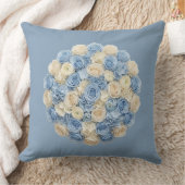 Blue & Ivory Floral クッション (ブランケット)