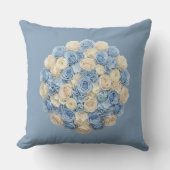 Blue & Ivory Floral クッション (正面)
