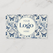Blue Ivory Toile De Jouy Custom Logo QR Code 名刺 (正面)