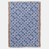 Blue Iznik Flower Pattern スローブランケット (正面縦)