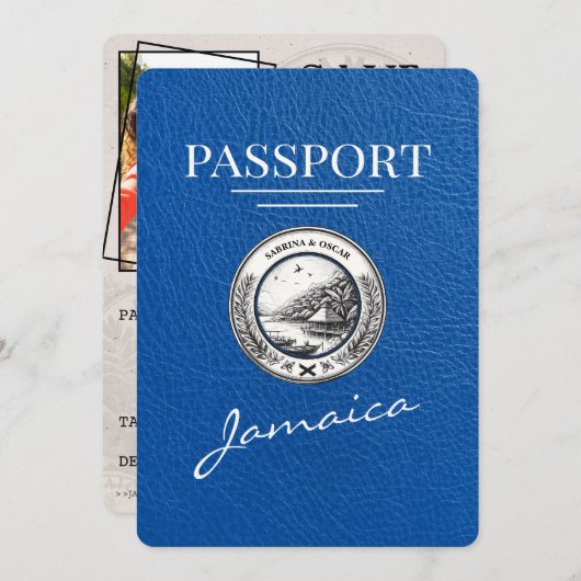 Blue Jamaica 王室の Passport日付の保存 セーブザデート (正面/裏面)