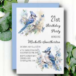 Blue Jayバードフラワースプリングタイム21歳 招待状