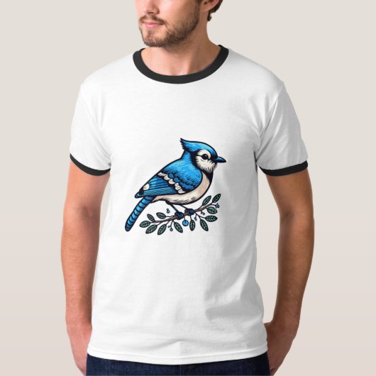 Blue JayバードベーシックRinger Tシャツ (正面)