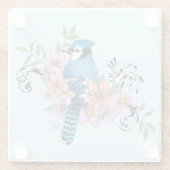 Blue Jay春の花 ガラスコースター (裏面)