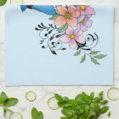 Blue Jay春の花 キッチンタオル (折り畳み)
