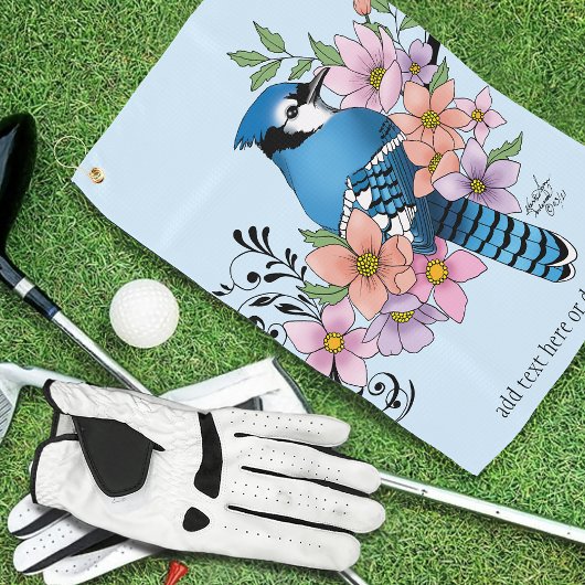 Blue Jay春の花 ゴルフタオル