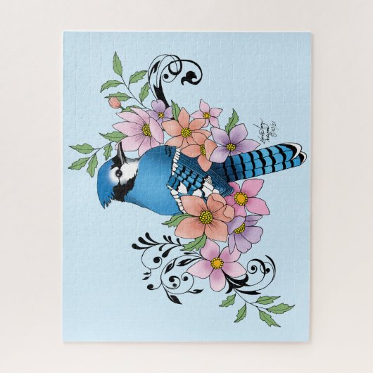 Blue Jay春の花 ジグソーパズル (縦)
