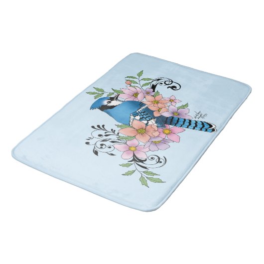 Blue Jay春の花 バスマット (アングル)