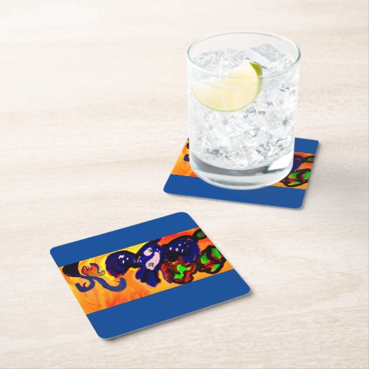 Blue Jay秋の金ゴールドマグネット日付の保存 スクエアペーパーコースター (インサイチュ)