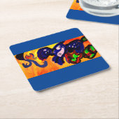 Blue Jay秋の金ゴールドマグネット日付の保存 スクエアペーパーコースター (アングル)