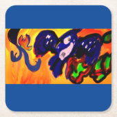 Blue Jay秋の金ゴールドマグネット日付の保存 スクエアペーパーコースター (正面)