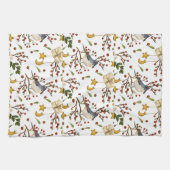 Blue Jay，クッキー，赤い果実，プレゼント，冬 キッチンタオル (横)